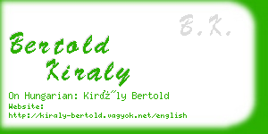 bertold kiraly business card